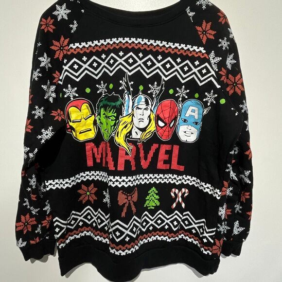 Marvel men’s Multicolor Avengers Christmas Raglan Long Sleeve Sweatshirt XL - Picture 1 of 9